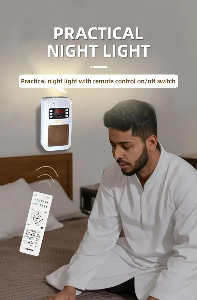 سماعة ذكية لتشغيل القرآن الكريم بصوت واضح – بلوتوث + تحكم عن بُعد + إضاءة LED